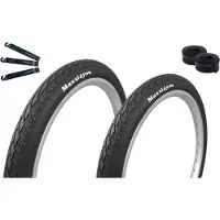 Bike-parts Maxxi4you Pneus vélo 2 x HY-159 en noir 47-406 (20 x 1.75) + 2 x chambres à air correspondantes SV y compris démonte-pneus maxxi4you