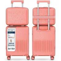 4FLY Ensemble de valises à coque rigide Pixel PP 16,20 pouces – Lot de 2 – Rose corail