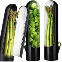 Edibazzar Boîtes à herbes aromatiques noires, lot de 2, pour le réfrigérateur, herbes fraîches