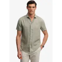Superdry Riviera Linen Short Sleeve Shirt Vert S Homme