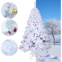 TolleTour Arbre de Noël 180cm Flocage Arbre de Noël PVC Arbre artificiel Sapin blanc