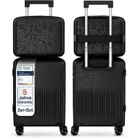 4FLY Ensemble de valises à coque rigide Pixel PP 16,20 pouces – Lot de 2 – Noir