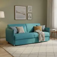 Dmora Trissino - Canapé-lit 2 places, 180x95 cm bleu, déhoussable Italy