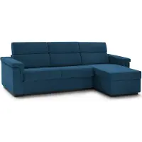 Dmora Ganzaria - Canapé-lit avec méridienne, 285x160 cm bleu, Déhoussable, Italy