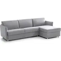 Dmora Scordia - Canapé-lit avec méridienne, 260x160 cm gris, déhoussable, Italy