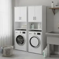 Dmora Delebio - Ensemble Mobilier de Buanderie, Blanc, 4 Étagères