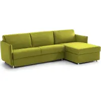 Dmora Scordia - Canapé-lit avec Méridienne, 260x160 cm Vert, Déhoussable, Fabriqué en Italie