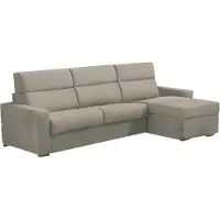 Dmora Pusiano - Canapé-Lit avec Méridienne, 280x160 cm Gris Taupe, Déhoussable Italy