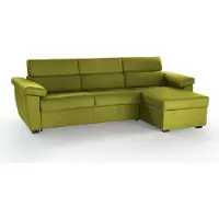 Dmora Tolle - Canapé-Lit avec Méridienne, 285x160 cm Vert, Déhoussable Italy