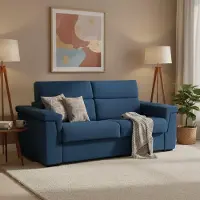 Dmora Benedetto - Canapé-Lit 3 Places, 225x95 cm bleu, Déhoussable Italy