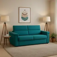 Dmora Tenna - Canapé-lit 2 Places, 185x95 cm Bleu, Déhoussable Fabriqué en Italie