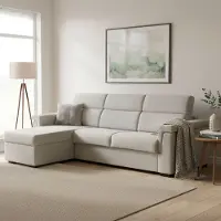 Dmora Esca - Canapé-lit avec méridienne, 285x160 cm Beige, déhoussable Italy