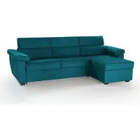 Dmora Tolle - Canapé-lit avec méridienne, 285x160 cm bleu, déhoussable Italy