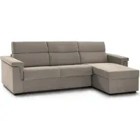 Dmora Esca - Canapé-lit avec méridienne, 285x160 cm gris taupe, déhoussable Italy