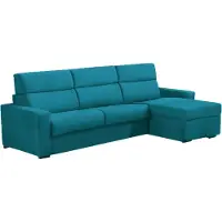 Dmora Celleno - Canapé-Lit avec Méridienne, 280x160 cm Bleu, Déhoussable Italy