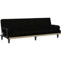 Syfax Canapé-lit avec accoudoirs noir tissu