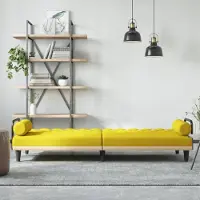 Prolenta Maison Exclusive - Canapé-lit avec accoudoirs, tissu jaune clair