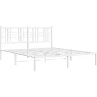 Syfax Cadre de lit métal sans matelas et tête de lit blanc 150x200 cm