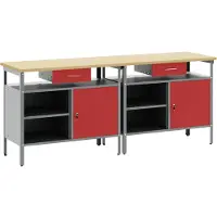 Syfax Ensemble d'établi 2 pcs Rouge et Gris 200 x 55 x 85 cm
