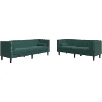 Syfax Ensemble de canapé Chesterfield et traversins 2 pcs vert foncé