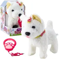 Leantoys Chien Interactif Avec Boucle En Laisse Aboyer Promenade Blanc