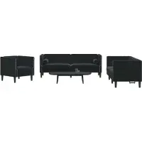 Prolenta Maison Exclusive - Ensemble de canapés Chesterfield 3 pièces avec coussins de nuque, velours noir