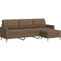 Syfax Canapé à 3 places avec repose-pieds Marron 210 cm Tissu