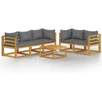 Syfax Salon de jardin 6 pcs avec coussin Bois d'acacia solide