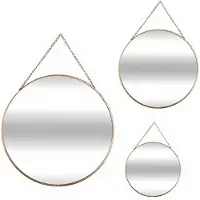 Atmosphera Miroirs ronds Leny avec chaîne en métal doré - Lot de 3