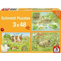 Schmidt 3 x 48 pièces Spiele Kinder Puzzle Tierfamilien 56222