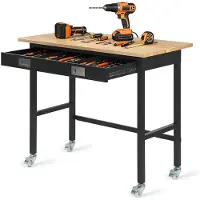 StarTech.com Établi - Table d'atelier et de bricolage avec tiroirs et roulettes - Capacité de charge : 680 kg - Surface de travail : 122 x 61 cm