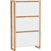 Bigbuy Meuble à chaussures - Blanc et chêne - 12 paires - L70 x P25 x H125 cm - DENVER
