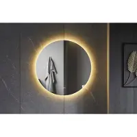 Quality Heating Miroir rond 100 cm sans cadre, éclairage LED circulaire et anti-condensation