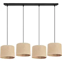 Light11 HOME Light-Home Juta Lampe à suspendre - métal avec abat-jour en tissu - E27 - Classique 4-flamme 20 cm - base noire et jute