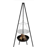 Esschert Design Braséro en fer avec trépied - Noir - L 67,5 x P 77 x H 157 cm