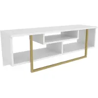Skye Decor , Asal 120 - Or, Blanc, Meuble TV, Or, 100 % PANNEAUX DE PARTICULES MÉLAMINÉS, 120 x 35,2 x 40,2 cm