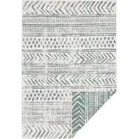 Hanse Home Tapis de sol réversible Biri, vert et crème, style bohème, robuste et facile d'entretien - 80x150 cm
