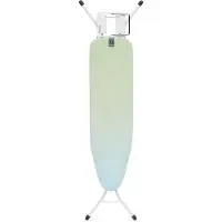 Brabantia Table à repasser A, 110 x 30 cm, tablette pour fer à repasser, cadre blanc 22 mm, Soothing Sea