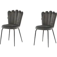 Venture Home Chaises à manger lot de 2 Limhamn velours noir et gris