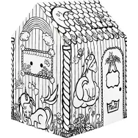 BANKERS BOX Maison de jeu XL Playhouse Unicorn, motif licorne, carton ondulé, à peindre, portes/fenêtres, certifiée FSC, L 813 x P 813 x H 1213 mm, blanc