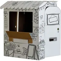 BANKERS BOX Stand de marché XL à colorier, carton ondulé, système d'assemblage, portes &amp; comptoir, certifié FSC, 1088 x 940 x 940 mm, dès 3 ans, blanc