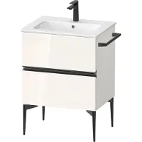 Duravit Sivida Meuble sous-lavabo, 2 tiroirs, poignée encastrée noir diamant mat, 610x477x591mm, pour ME by Starck, SV46430BD220000