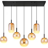 Globo Lampe pendante de conception Severin 7 noirs clairs avec verre ambré
