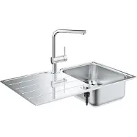 GROHE Minta Ensemble évier et robinetterie de cuisine (évier à poser) (Éviers à poser, 86 cm, 50 cm)