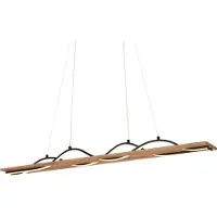 Briloner Vinka Lampe LED suspendue,Reproduction bois, forme de vague, lumière blanche chaude, noir-bois, 98 x 11 x 120 cm
