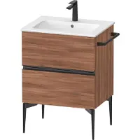 Duravit Sivida Meuble sous-lavabo, 2 tiroirs, poignée encastrée noir diamant mat, 610x477x591mm, pour ME by Starck, SV46430BD790000