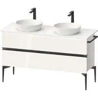 Duravit Sivida Meuble sous-lavabo sur console, 2 tiroirs, poignée noire diamantée mate, 1315x475x548mm, SV46610BD220000