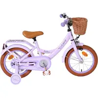 Volare Vélo pour enfants Ashley – Filles – 14 pouces – Violet, avec roues d'entraînement amovibles, panier et porte-bagages