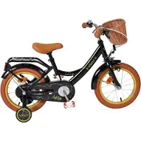 Volare Vélo Ashley 14 pouces pour filles, noir – frein à rétropédalage et frein à main, avec roues d'entraînement amovibles et panier