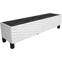 Skye Decor , Lerze - Blanc, Noir, Meuble TV, Blanc, PANNEAUX DE PARTICULES 100 % MÉLAMINÉS, 149,2 x 35 x 38 cm